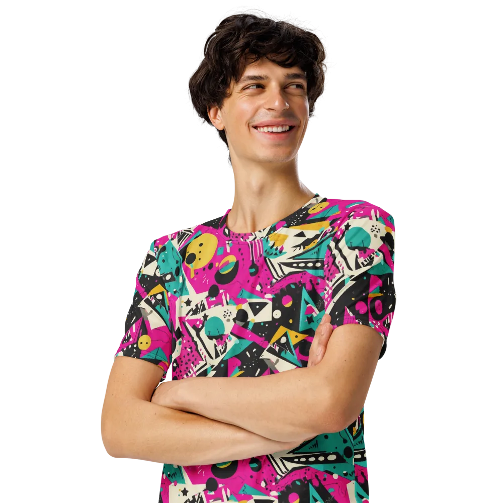 Neon Cutup on Men's Crew Neck T-Shirt — Left Front