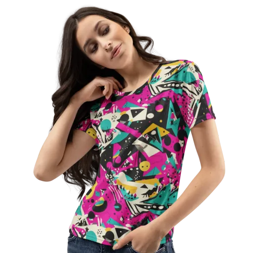 Neon Cutup on a Women's Crew Neck T-Shirt