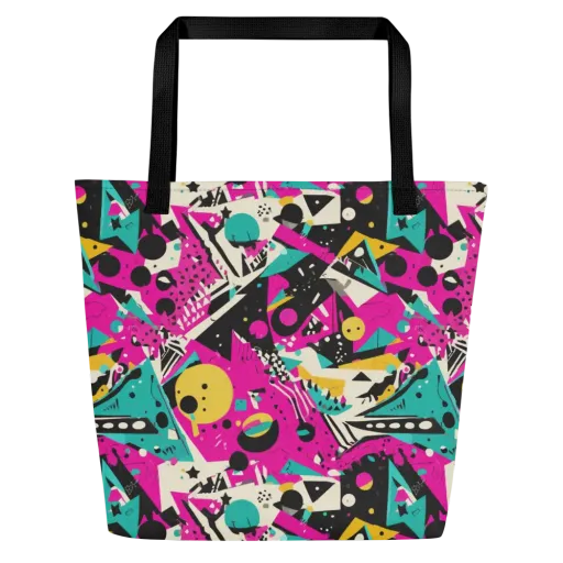 Neon Cutup on a Large Tote Bag W/ Pocket