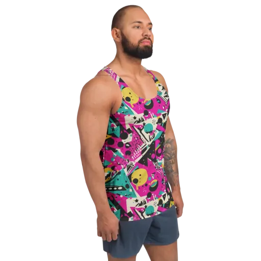 Neon Cutup on a Men's Tank Top
