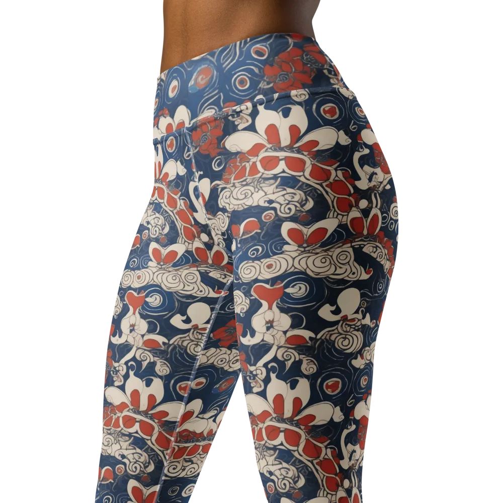 Scarlet Swirl on Yoga Leggings — Left Front