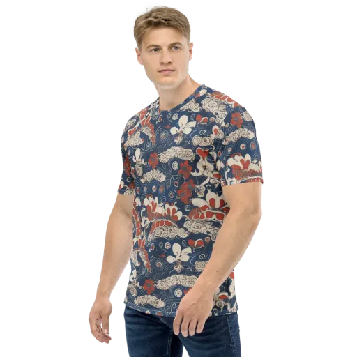Scarlet Swirl on a Men's Crew Neck T-Shirt