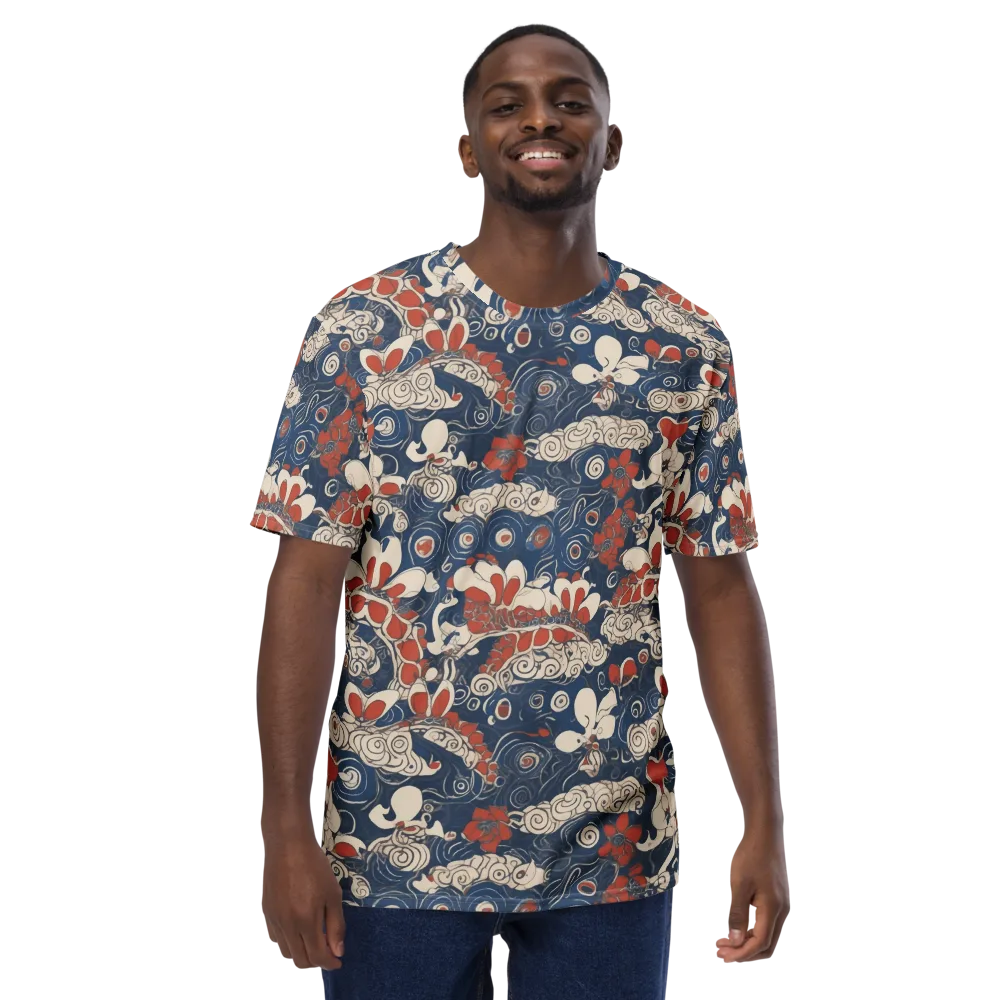 Scarlet Swirl on Men's Crew Neck T-Shirt — Front