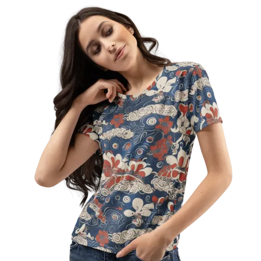 Scarlet Swirl on a Women's Crew Neck T-Shirt