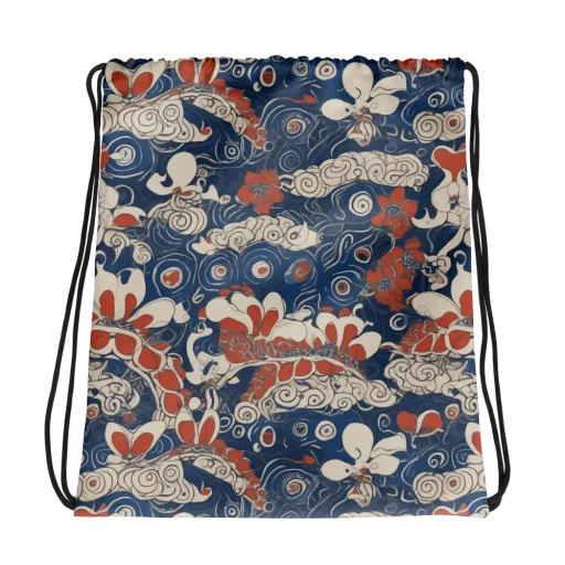 Scarlet Swirl on a Drawstring Bag