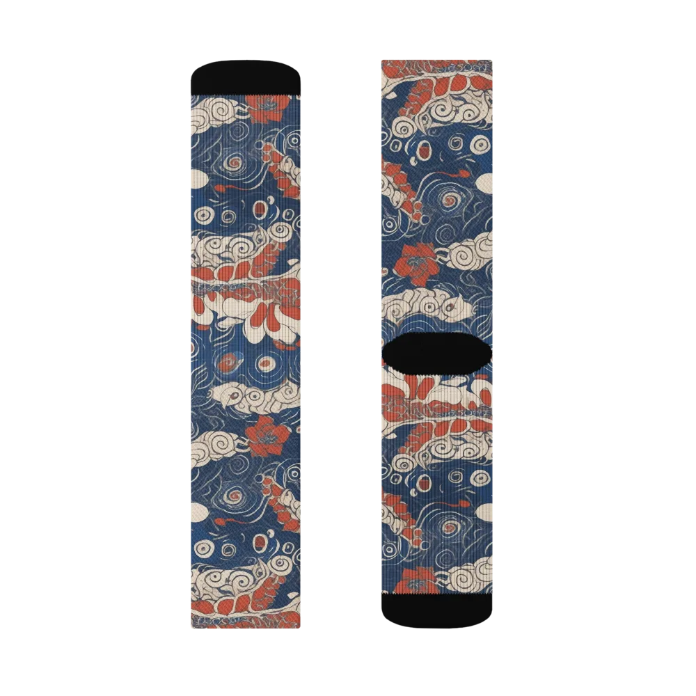 Scarlet Swirl on Socks — Right Sock