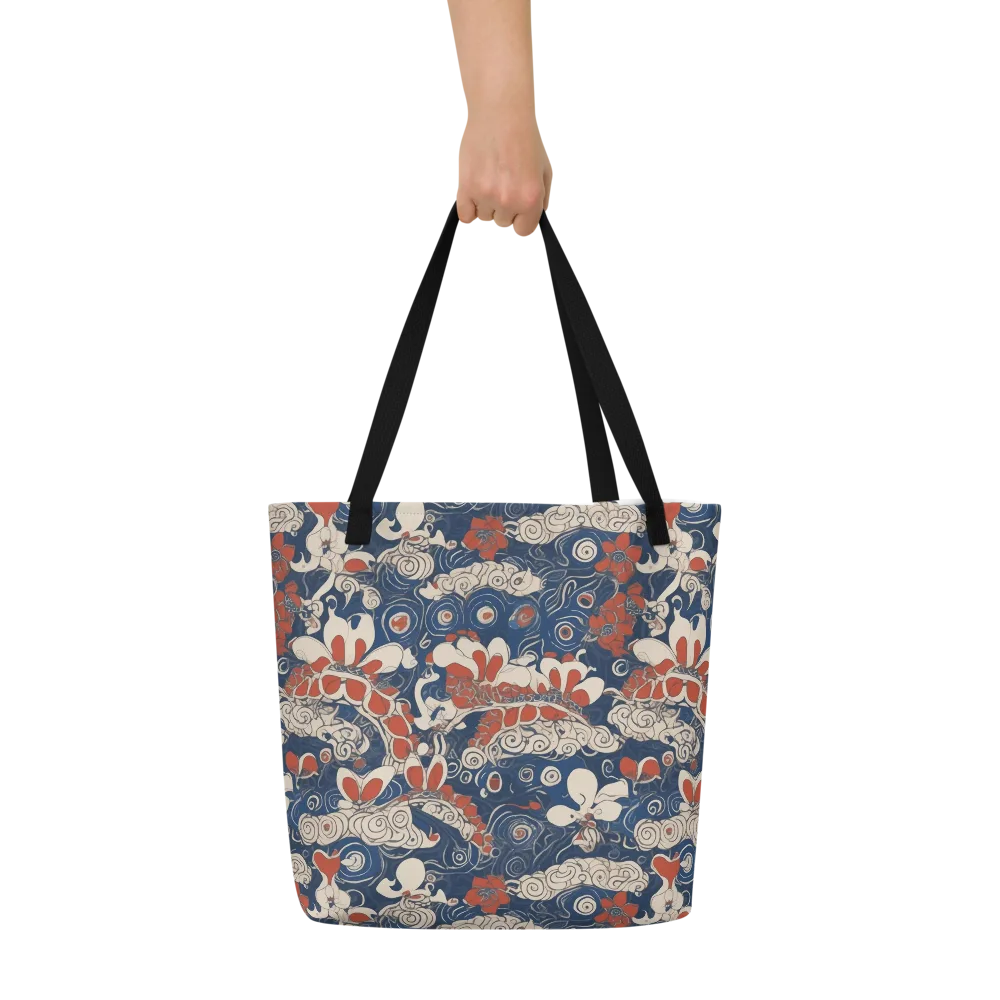 Scarlet Swirl on Large Tote Bag W/ Pocket — Front