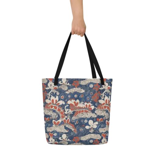 Scarlet Swirl on a Large Tote Bag W/ Pocket