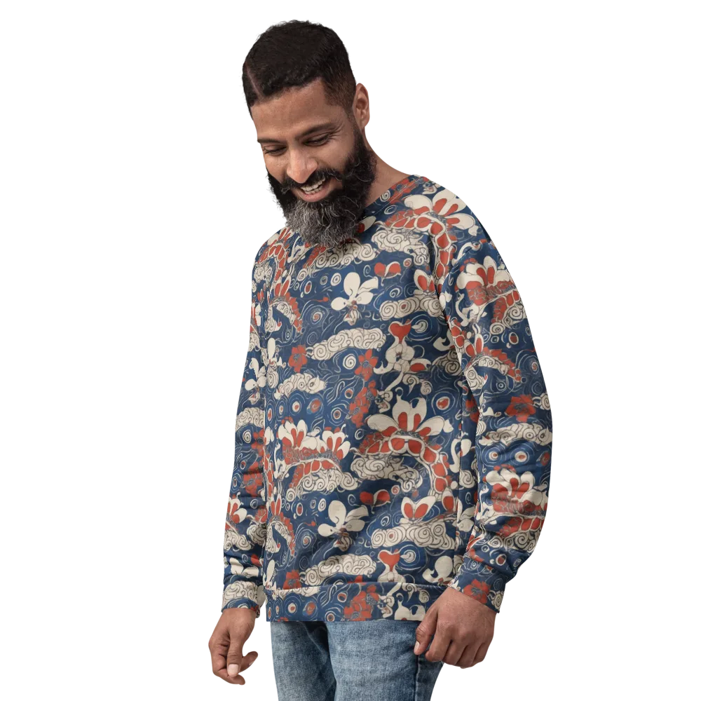 Scarlet Swirl on Sweatshirt — Left Front