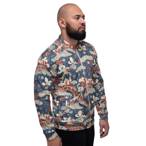 Scarlet Swirl on a Bomber Jacket