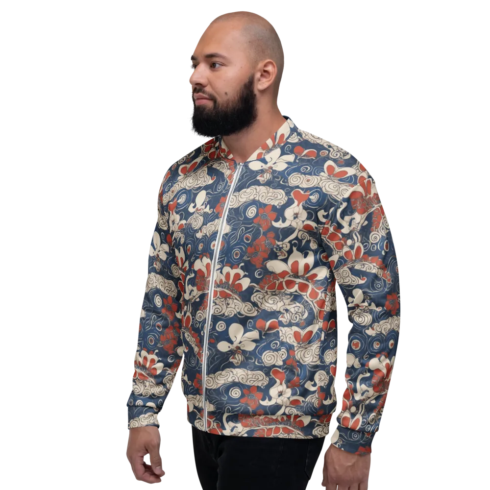 Scarlet Swirl on Bomber Jacket — Left
