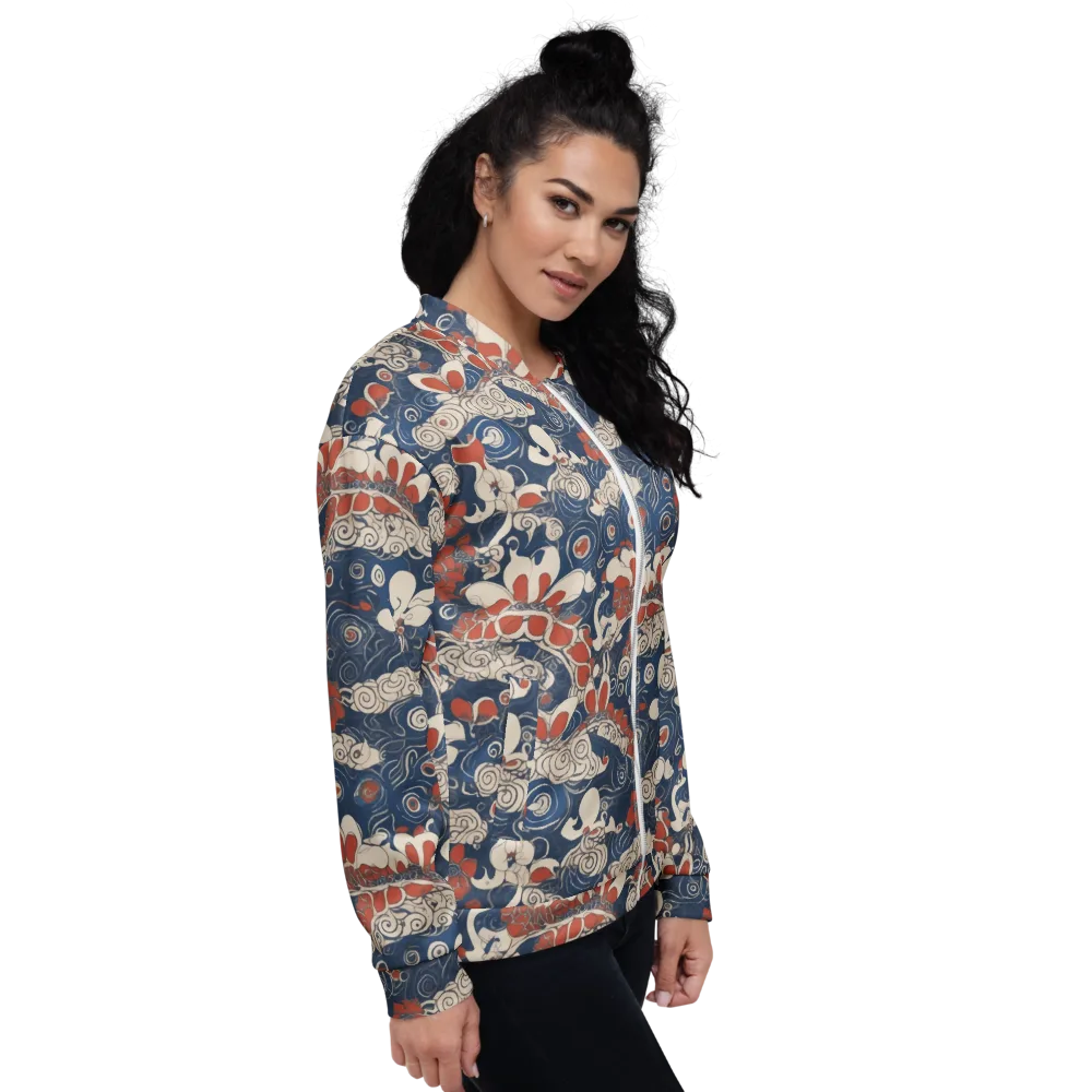 Scarlet Swirl on Bomber Jacket — Right
