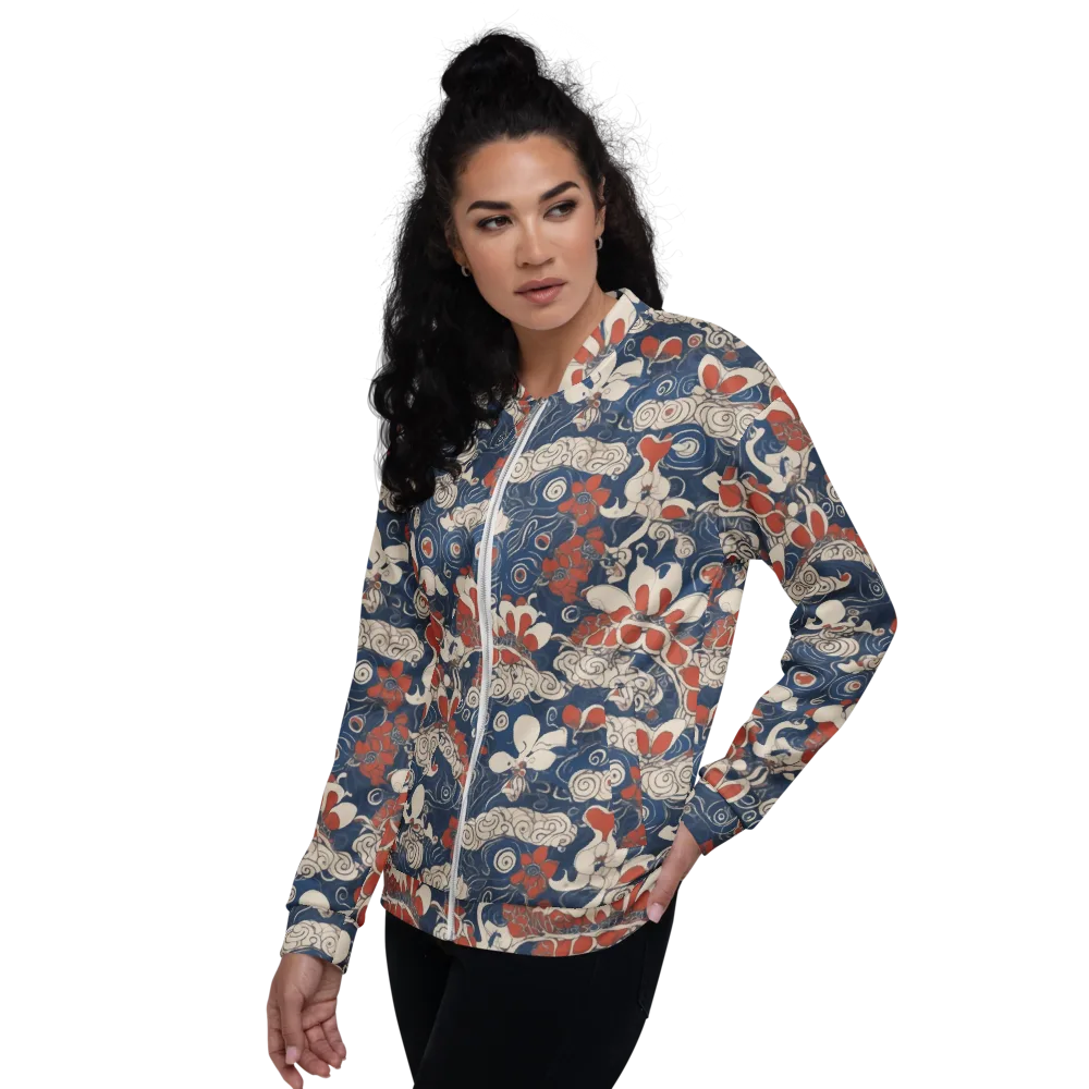 Scarlet Swirl on Bomber Jacket — Left
