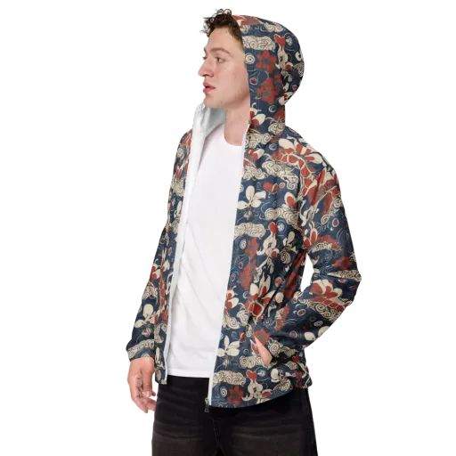 Scarlet Swirl on a Men's Windbreaker