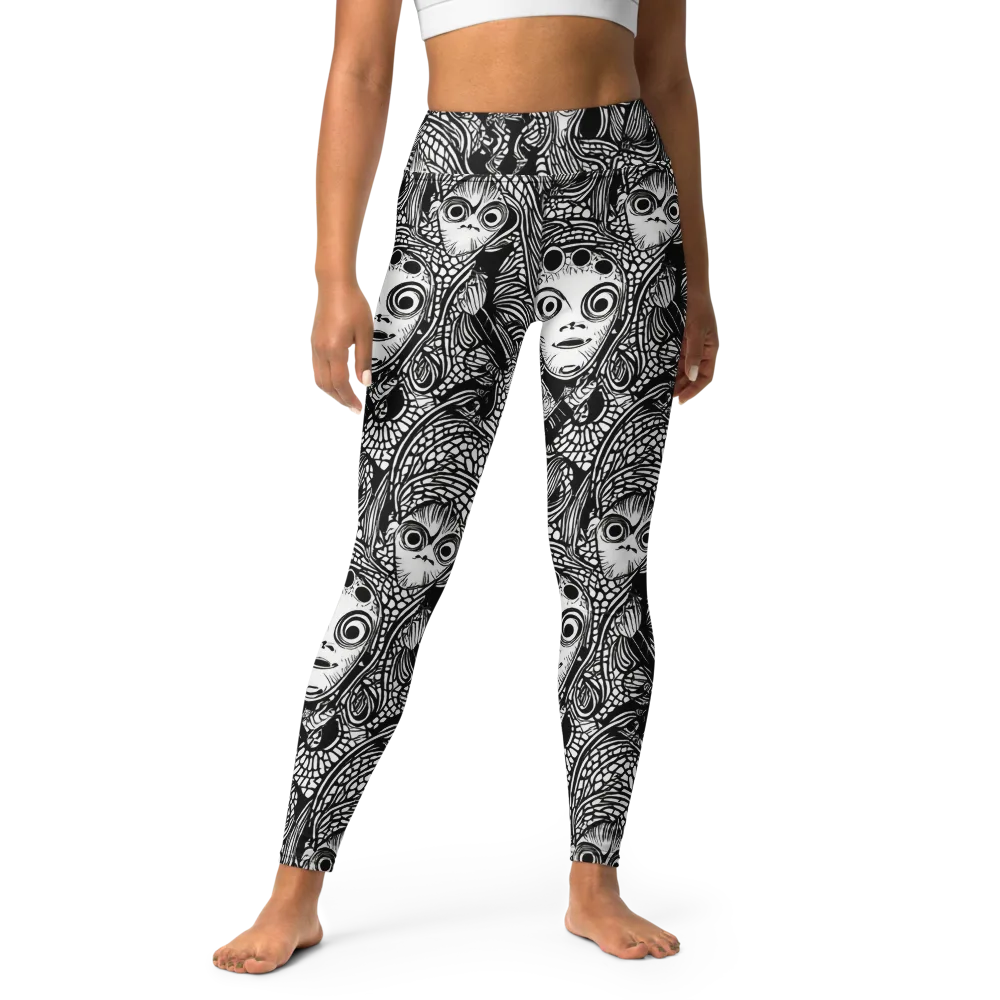 Ink-eyed Reverie on Yoga Leggings — Front