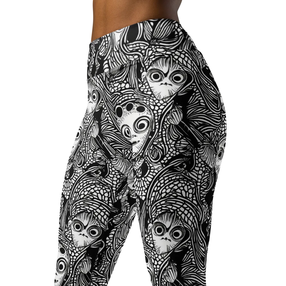 Ink-eyed Reverie on Yoga Leggings — Left Front