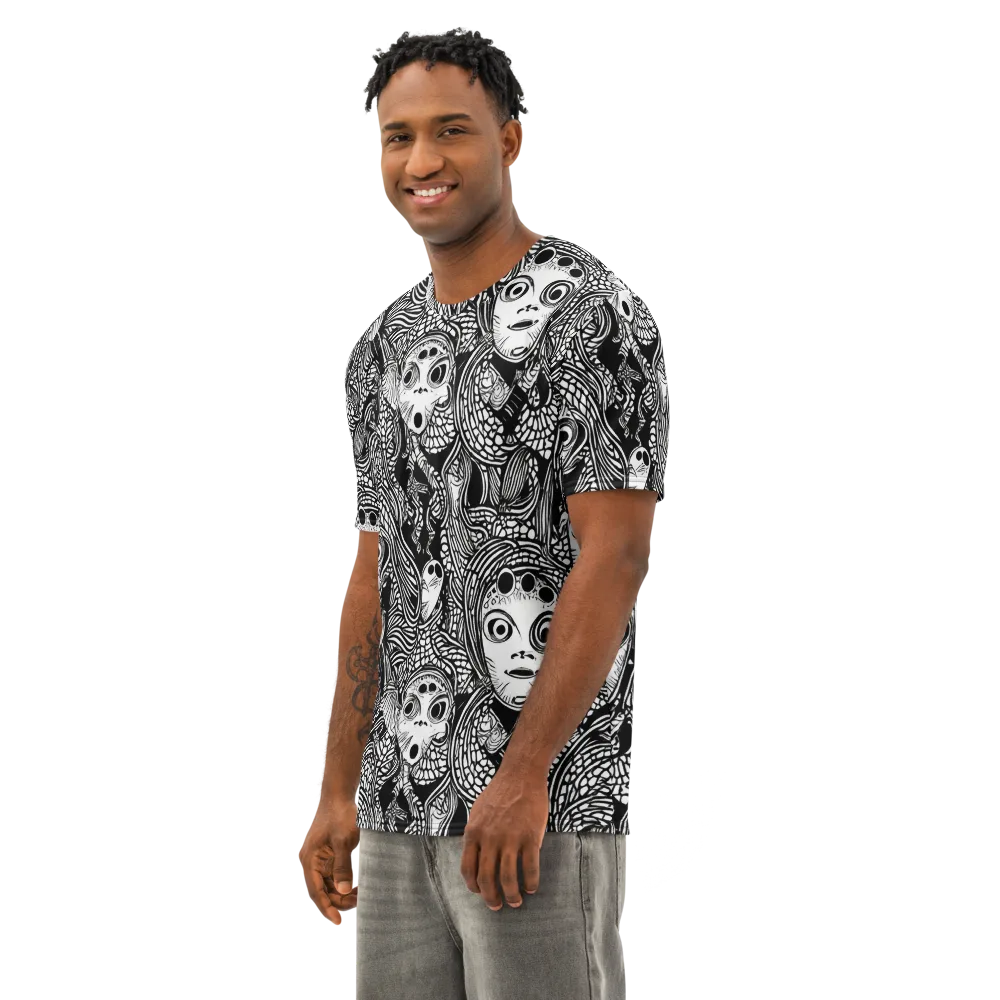 Ink-eyed Reverie on Men's Cotton Crew Neck T-Shirt — Left Front