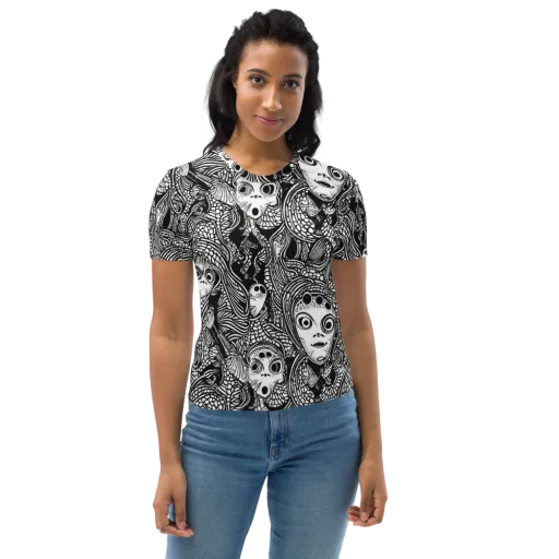 Ink-eyed Reverie on a Women's Crew Neck T-Shirt