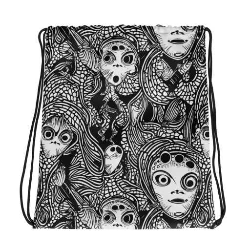 Ink-eyed Reverie on a Drawstring Bag