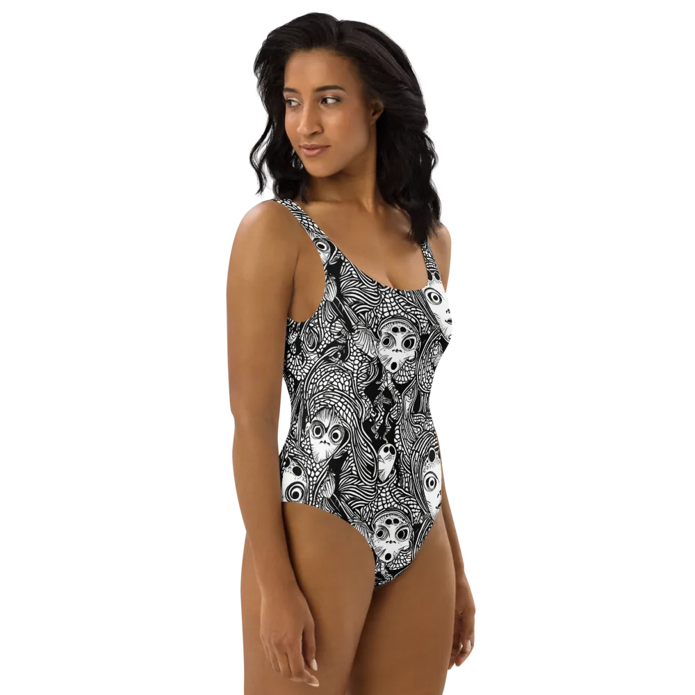 Ink-eyed Reverie on One-Piece Swimsuit — Right