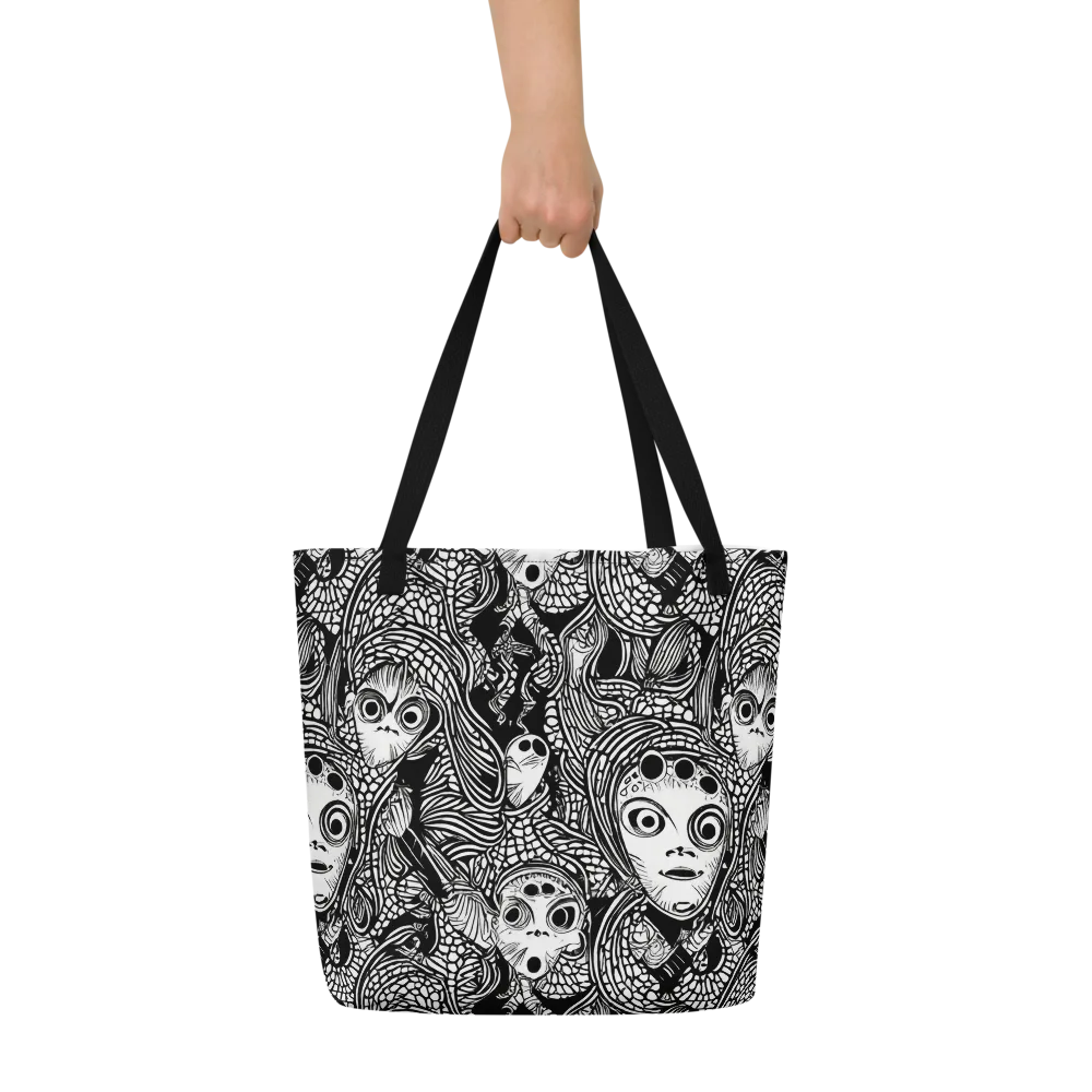 Ink-eyed Reverie on Large Tote Bag W/ Pocket — Front