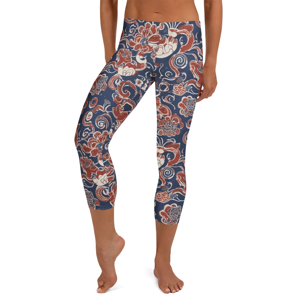 Indigo Rococo on Capri Leggings — Front