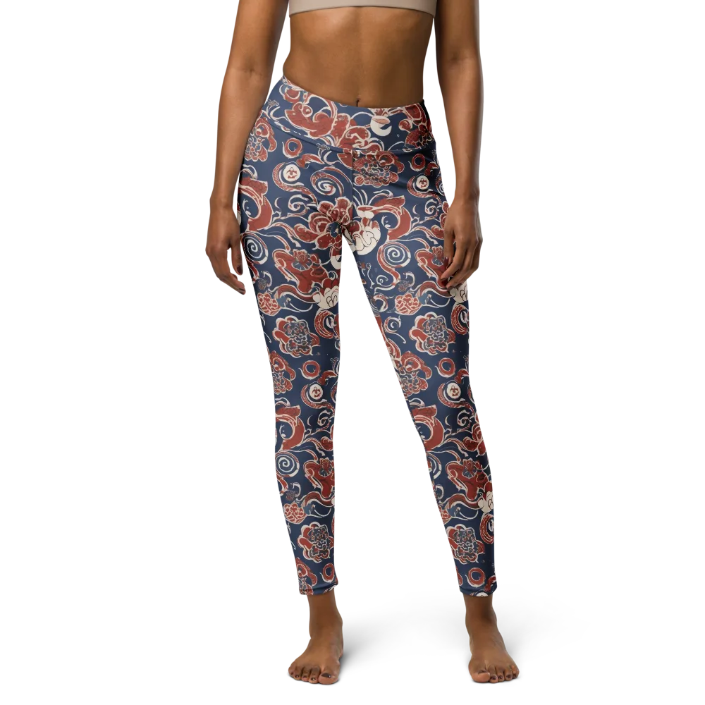 Indigo Rococo on Yoga Leggings — Front