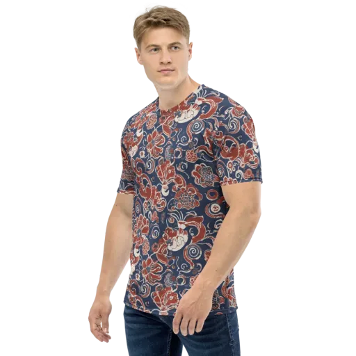 Indigo Rococo on a Men's Crew Neck T-Shirt