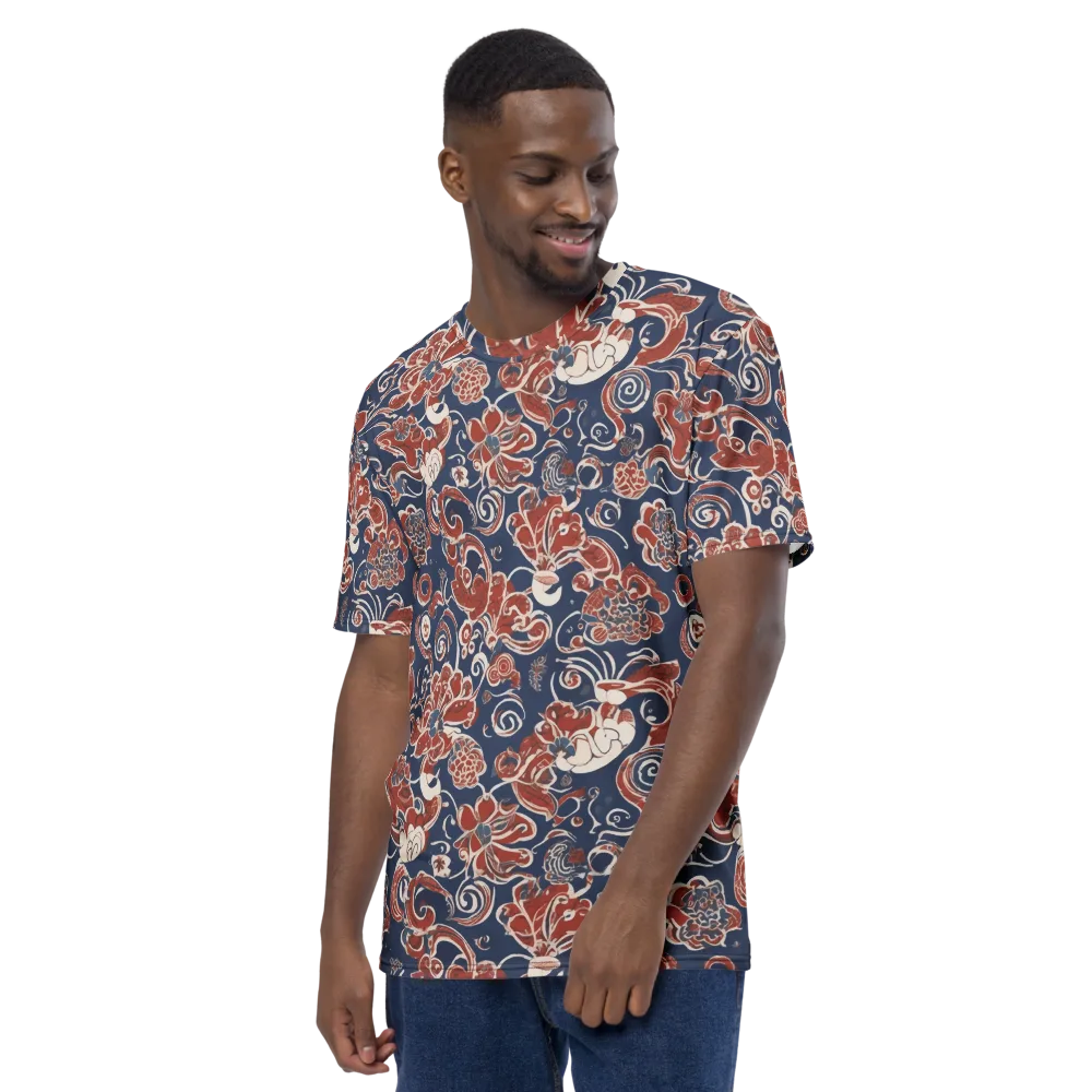 Indigo Rococo on Men's Crew Neck T-Shirt — Left