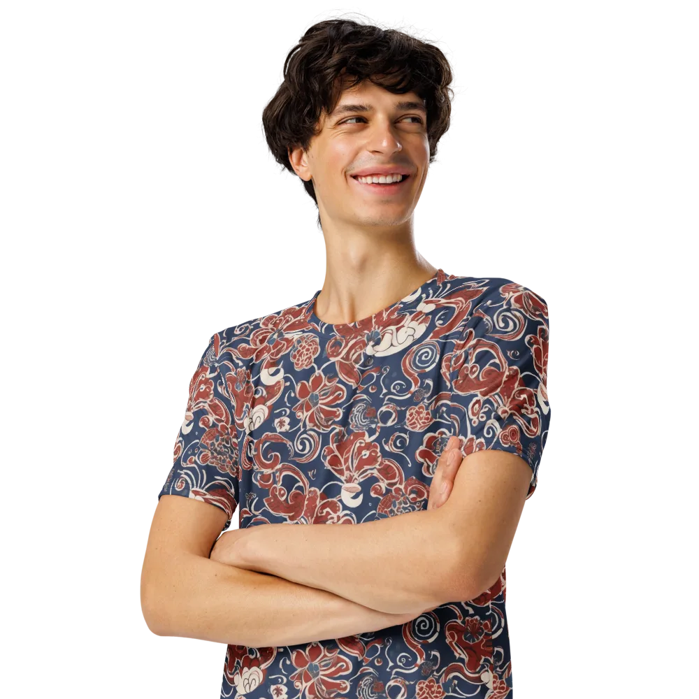 Indigo Rococo on Men's Crew Neck T-Shirt — Left Front