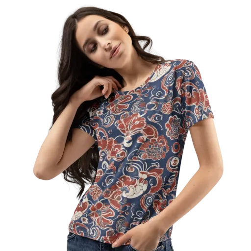 Indigo Rococo on a Women's Crew Neck T-Shirt