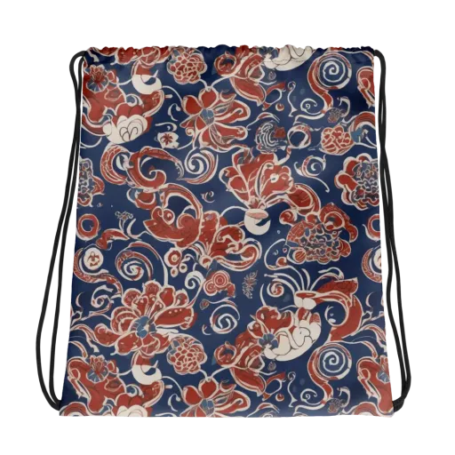 Indigo Rococo on a Drawstring Bag