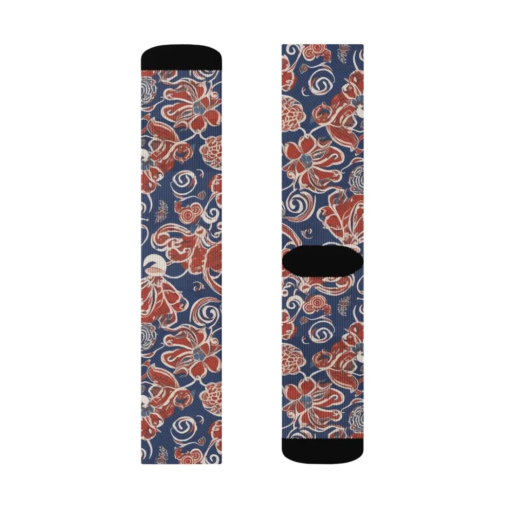 Indigo Rococo on Socks — Left Sock