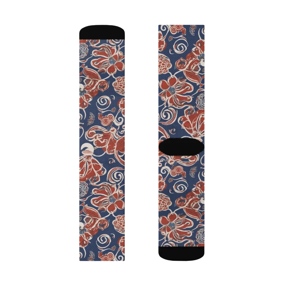 Indigo Rococo on Socks — Right Sock