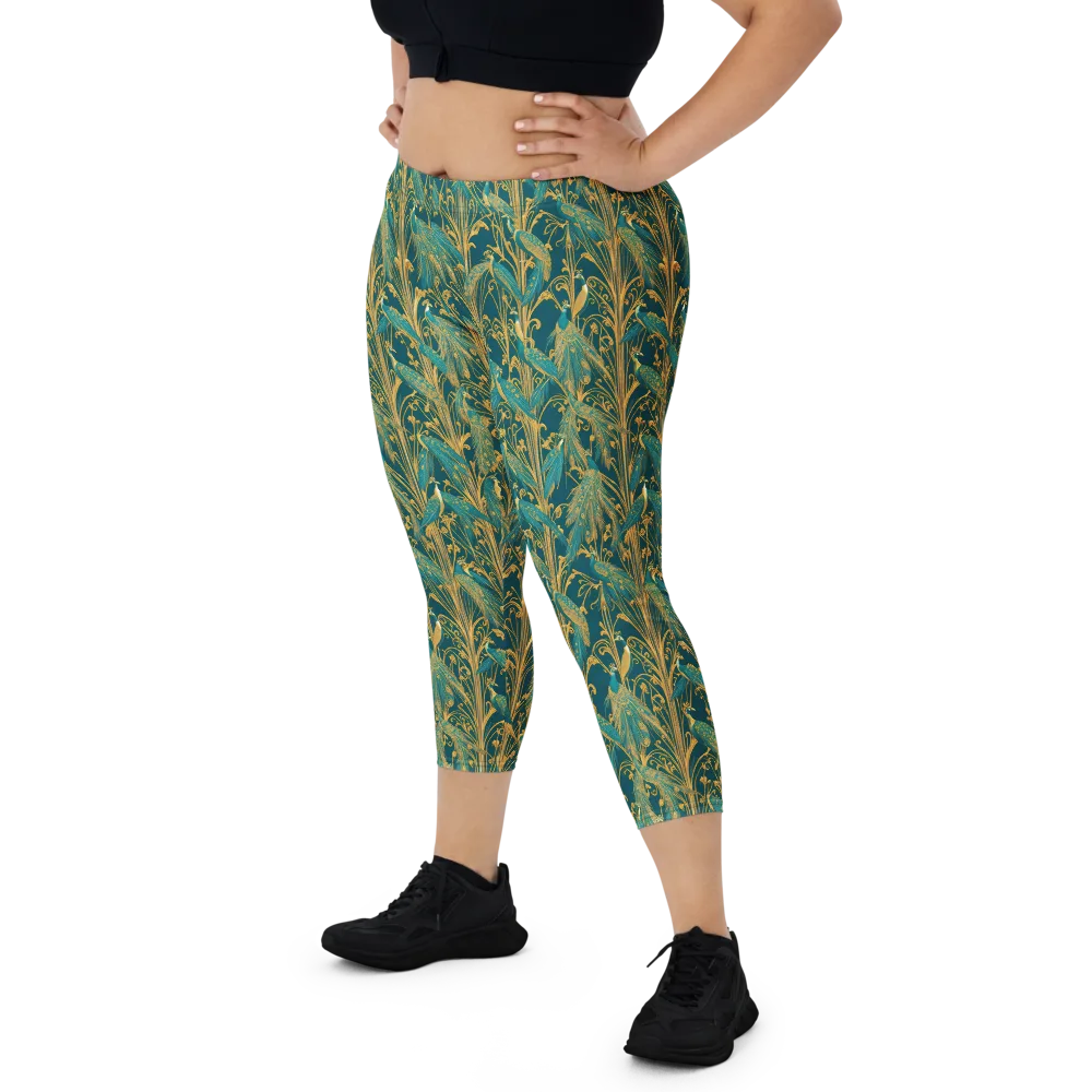 Gilded Peacock on Capri Leggings — Front