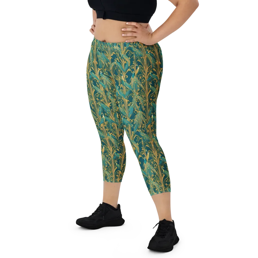 Gilded Peacock on Capri Leggings — Front