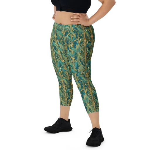 Gilded Peacock on a Capri Leggings