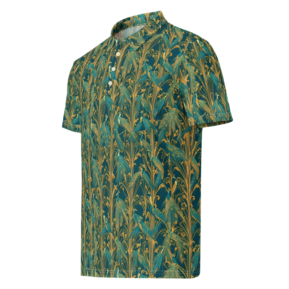Gilded Peacock on Men's Slim Fit Polo Shirt — Left Front