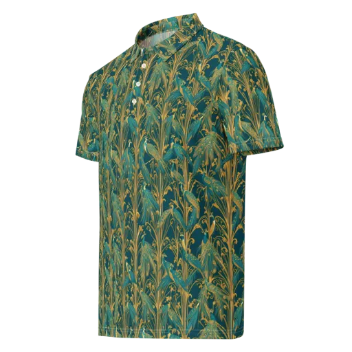 Gilded Peacock on a Men's Slim Fit Polo Shirt
