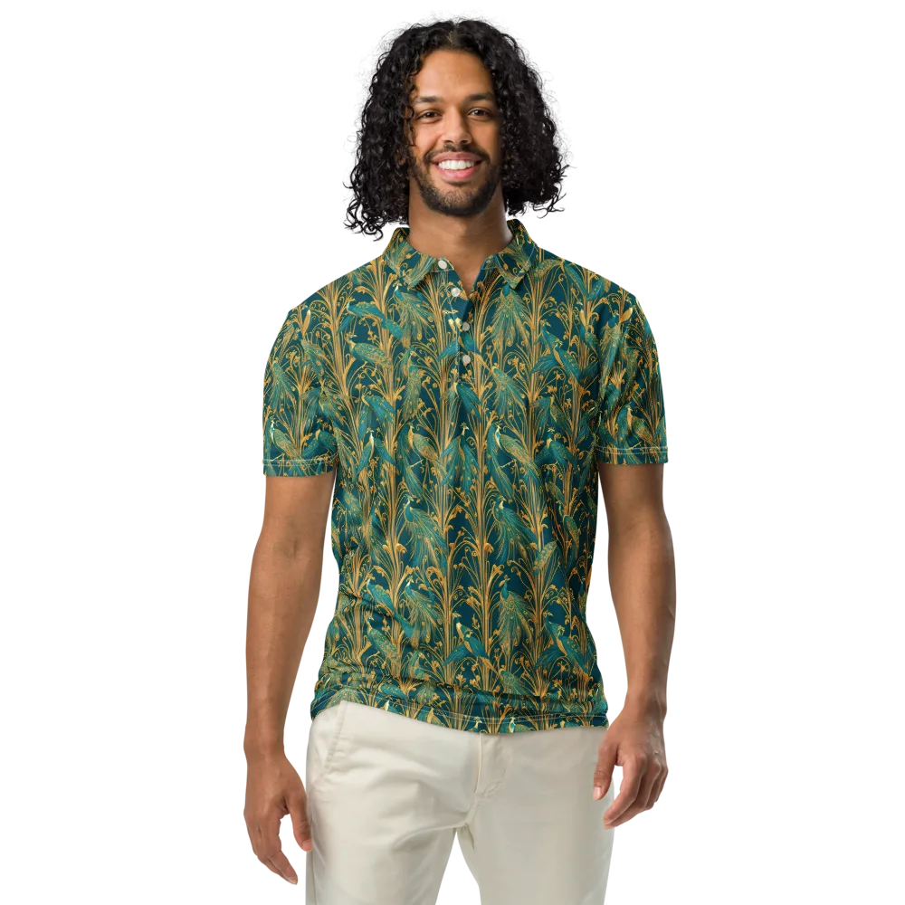 Gilded Peacock on Men's Slim Fit Polo Shirt — Front