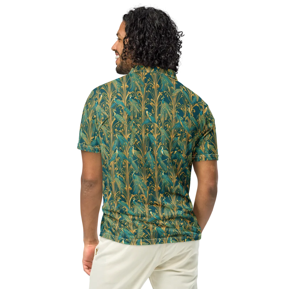 Gilded Peacock on Men's Slim Fit Polo Shirt — Back