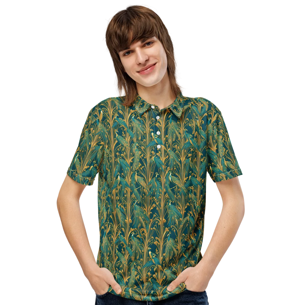Gilded Peacock on Men's Slim Fit Polo Shirt — Front
