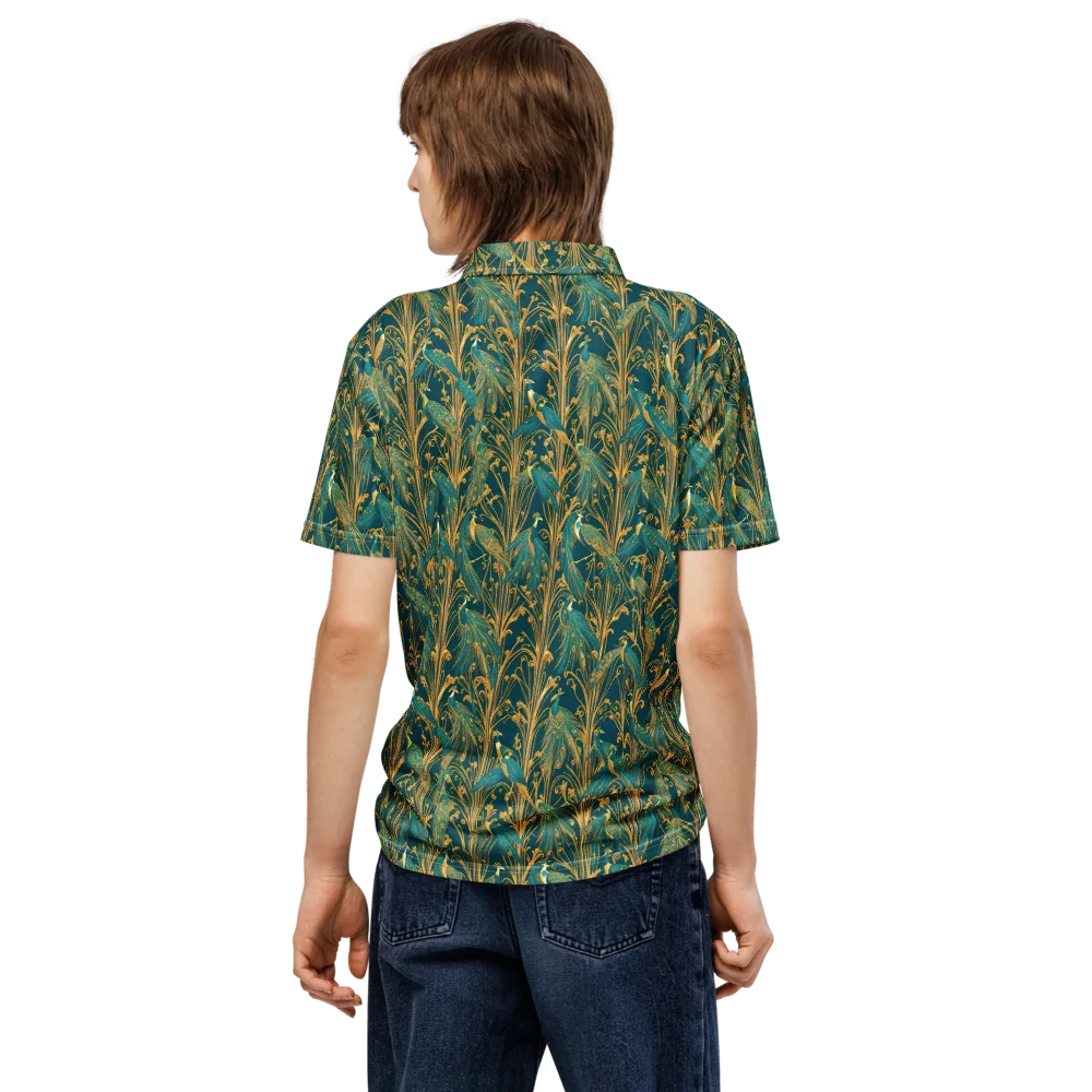 Gilded Peacock on Men's Slim Fit Polo Shirt — Back