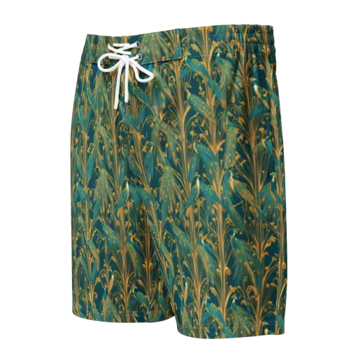 Gilded Peacock on a Men's Board Shorts