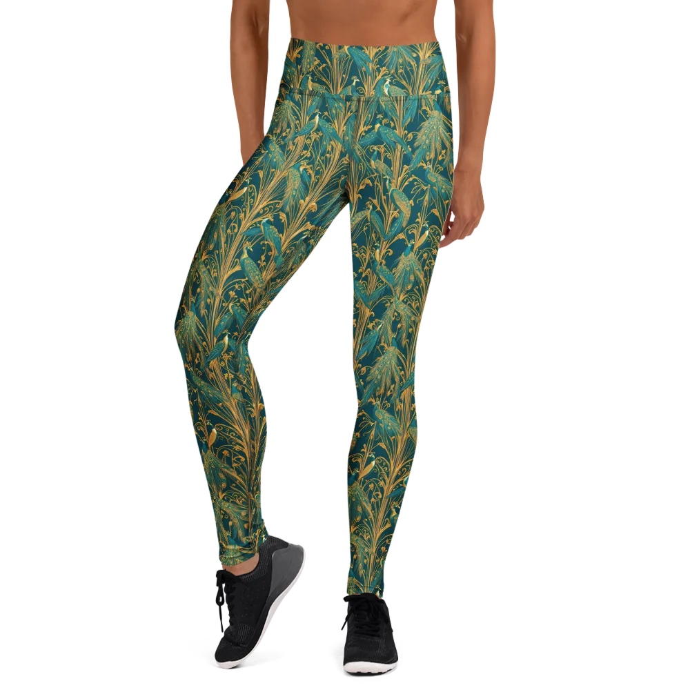 Gilded Peacock on Yoga Leggings — Front