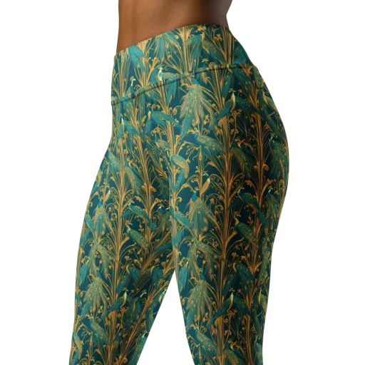 Gilded Peacock on a Yoga Leggings