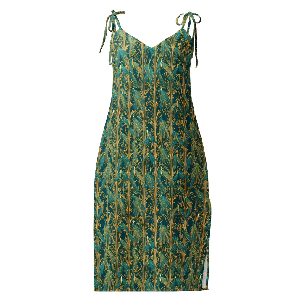 Gilded Peacock on Slip Dress — Front