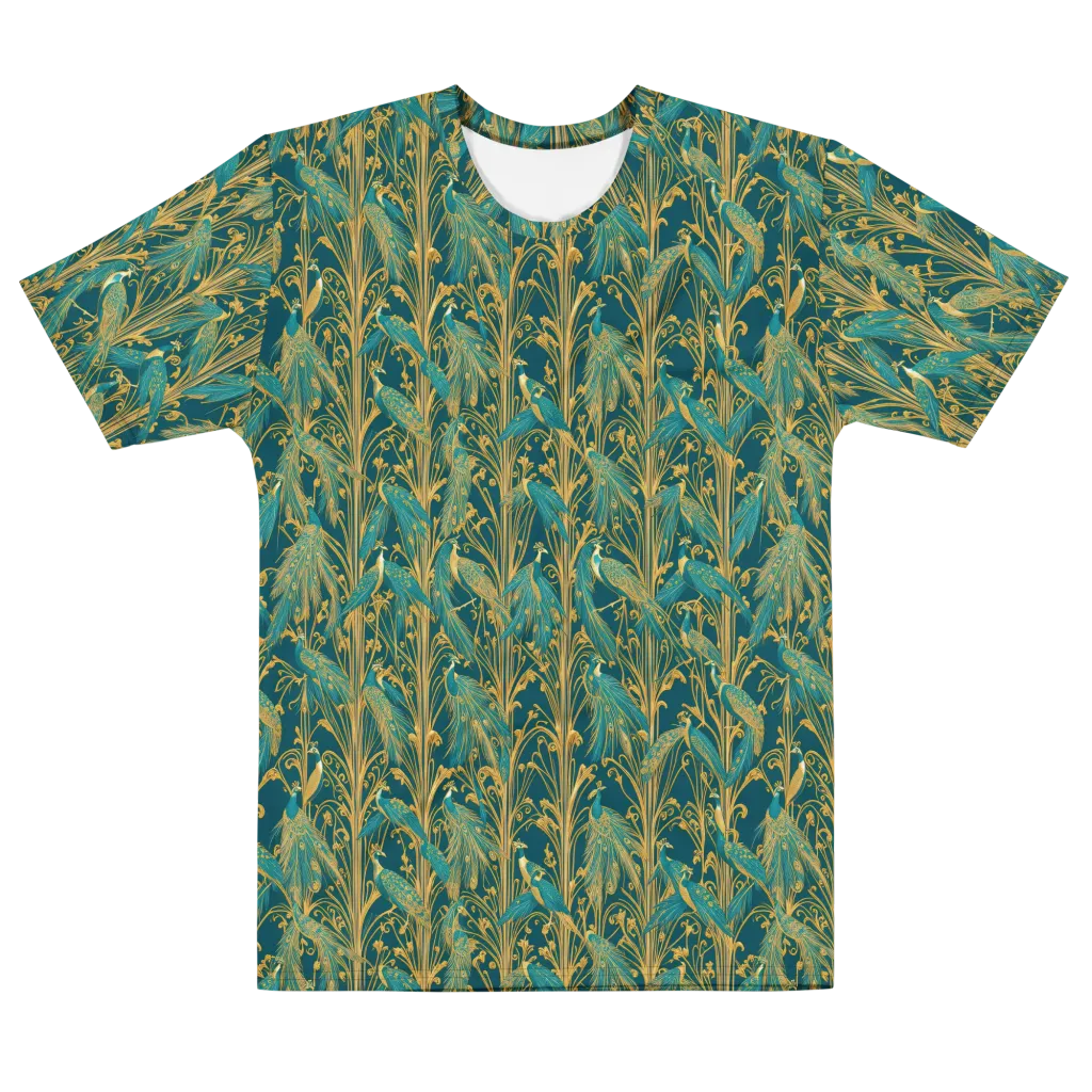 Gilded Peacock on Men's Cotton Crew Neck T-Shirt — Front