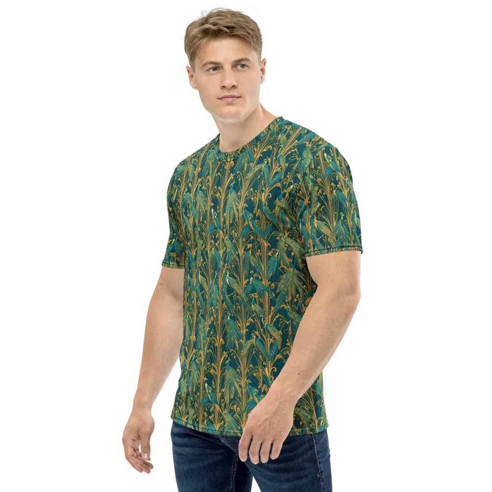 Gilded Peacock on Men's Crew Neck T-Shirt — Left