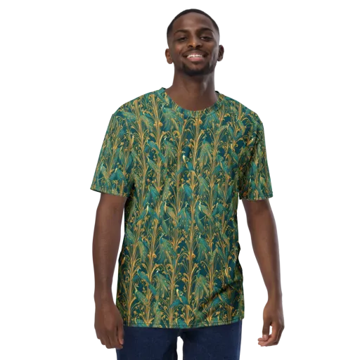 Gilded Peacock on a Men's Crew Neck T-Shirt